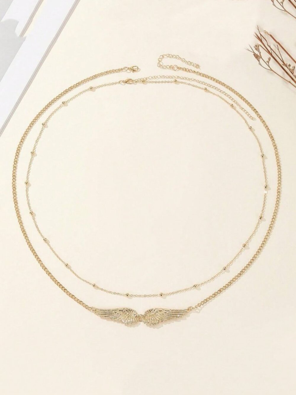 Gold Sexy Women's Angel Wings Metal beaded Beach Waist Chain Set - Picture 4 of 5